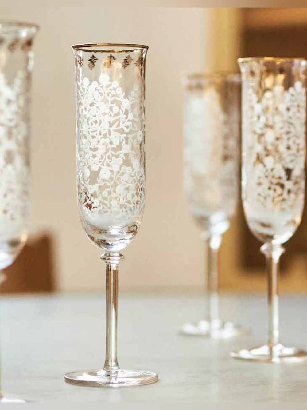 NIB Anthropologie Sinna Champagne Flutes in Clear-Set of 4